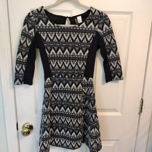 Divided by H& M Navy Blue Aztec Pattern Dress